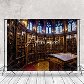 Aperturee - Retro Luxury Brown Bookcase Light Photo Backdrop